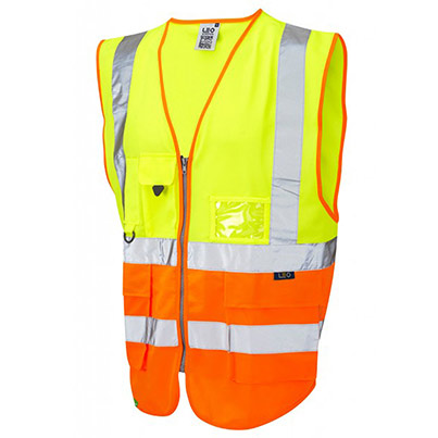 Leo Lynton Orange/Yellow Zip-Up Hi-Vis Vest