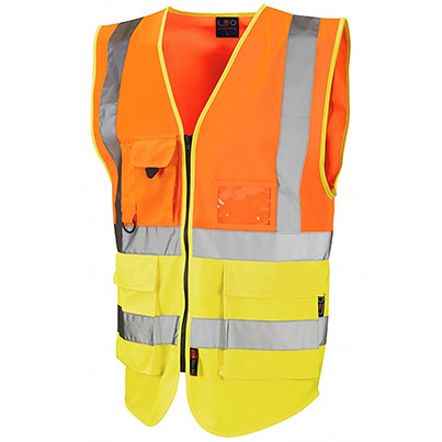 Leo Lynton Orange/Yellow Zip-Up Hi-Vis Vest