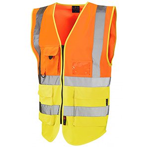 Leo Workwear Lynton Yellow/Orange Zip-Up Hi-Vis Vest 6XL