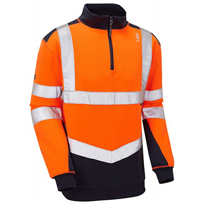 Leo EcoViz Tapely Men’s Orange/Navy Quarter-Zip Sweatshirt
