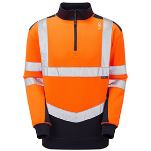 Leo EcoViz Tapely Men’s Orange/Navy Quarter-Zip Sweatshirt